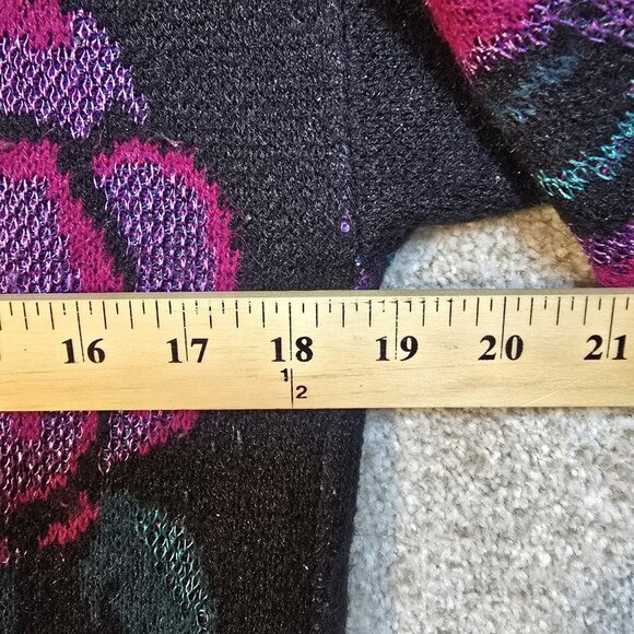 Koret Career VTG Sweater Pullover Colorful Floral Acrylic Nylon Black Women's L - Picture 5 of 11